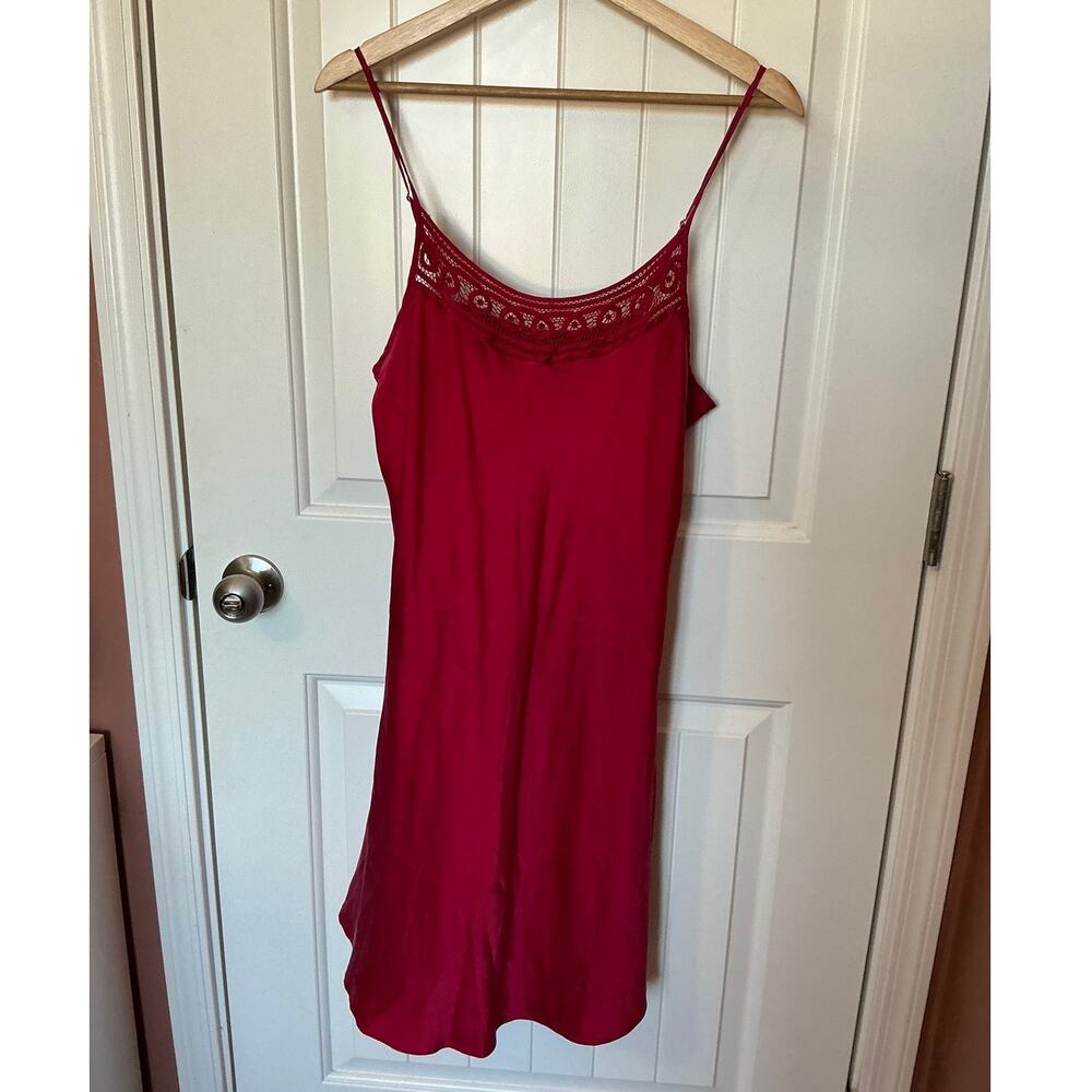 Y2K Private Luxuries 100% Silk Slip Nightgown Large Red